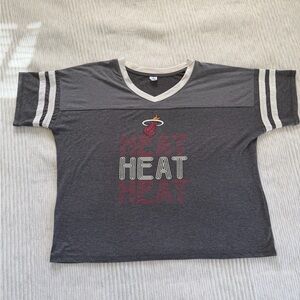 NBA Gray and White Miami Heat Short Sleeve Tee